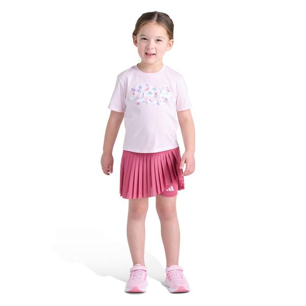 Girls (4-6X) adidas Short Sleeve Logo Tee Pleated Mesh Skort Set - image 