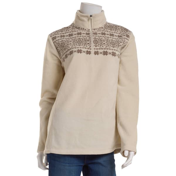 Womens Lands End Snowflake Powder Fleece 1/4 Zip Sweatshirt