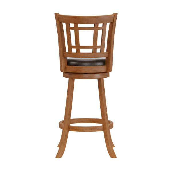 HH2 Home Fairfox Oak Wood Bar Height Swivel Stool
