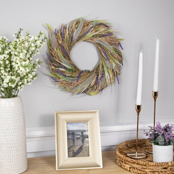 Northlight Seasonal Artificial Grass & Lavender Spring Wreath
