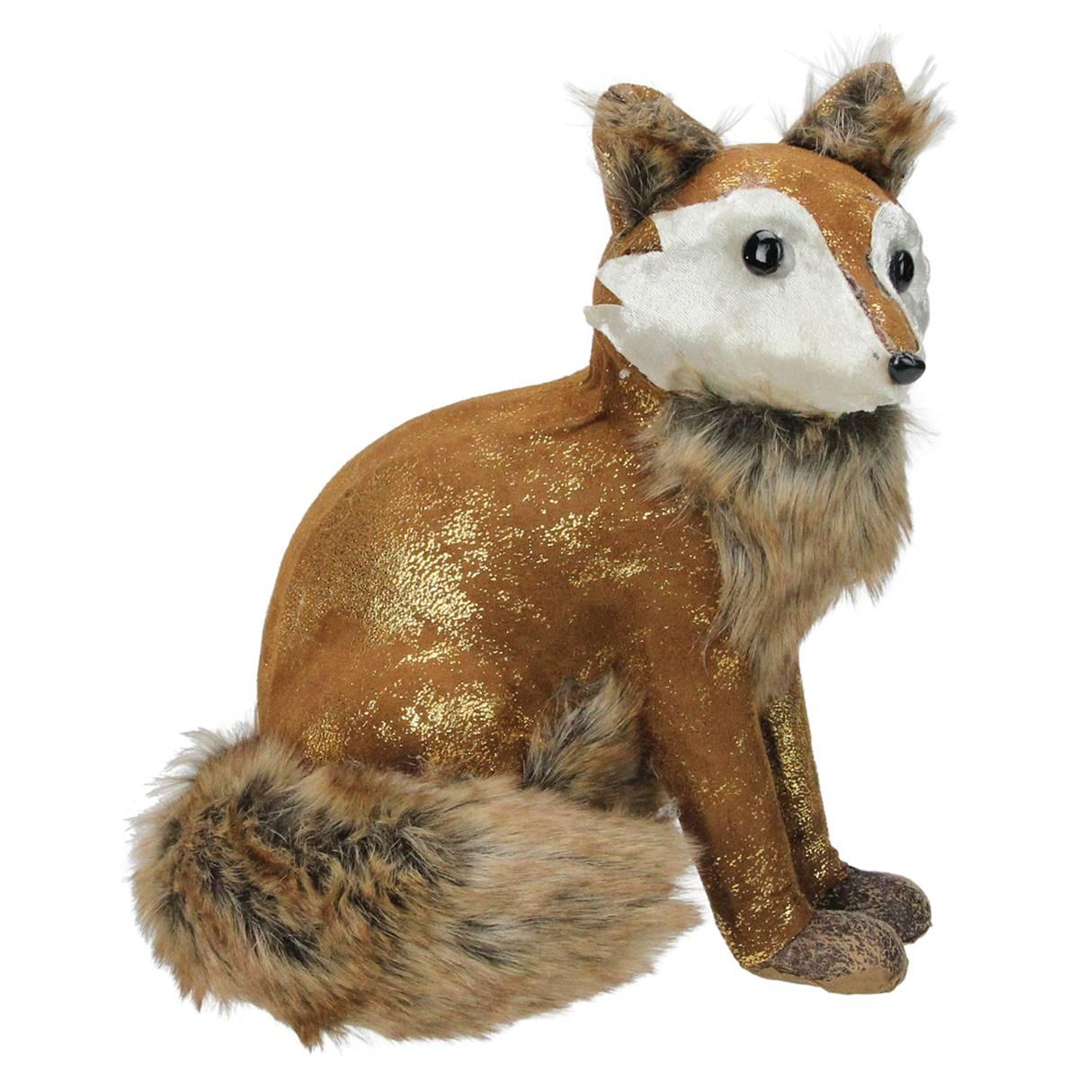 Northlight 10.25in. Plush Sitting Fox Figure Animal...