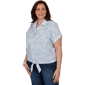Plus Size Skye’s the Limit Sunny Blue Skies Floral Stripe Blouse - image 3