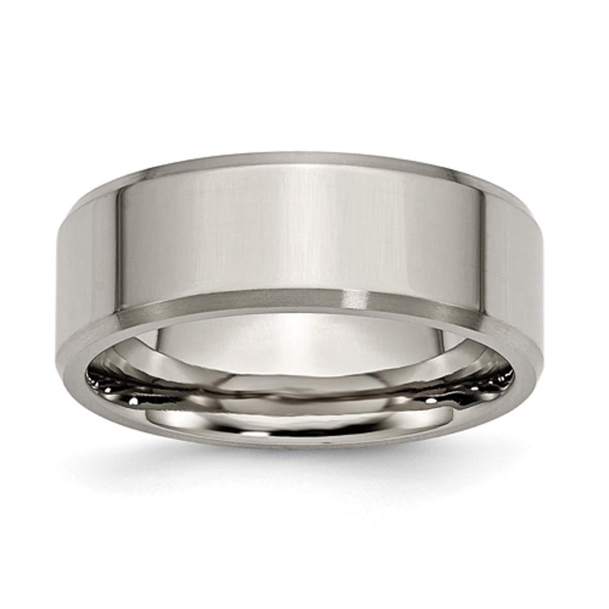 Mens Endless Affection(tm) Beveled Edge Titanium 8mm Wedding Band