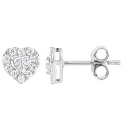Nova Star(R) Sterling Silver Lab Grown Diamond Heart Stud Earrings