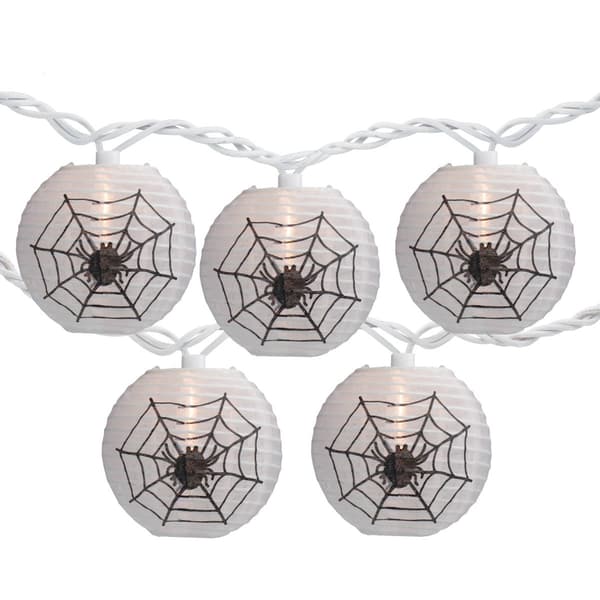 Northlight Seasonal 10ct. Spider Paper Lantern Halloween Lights - image 