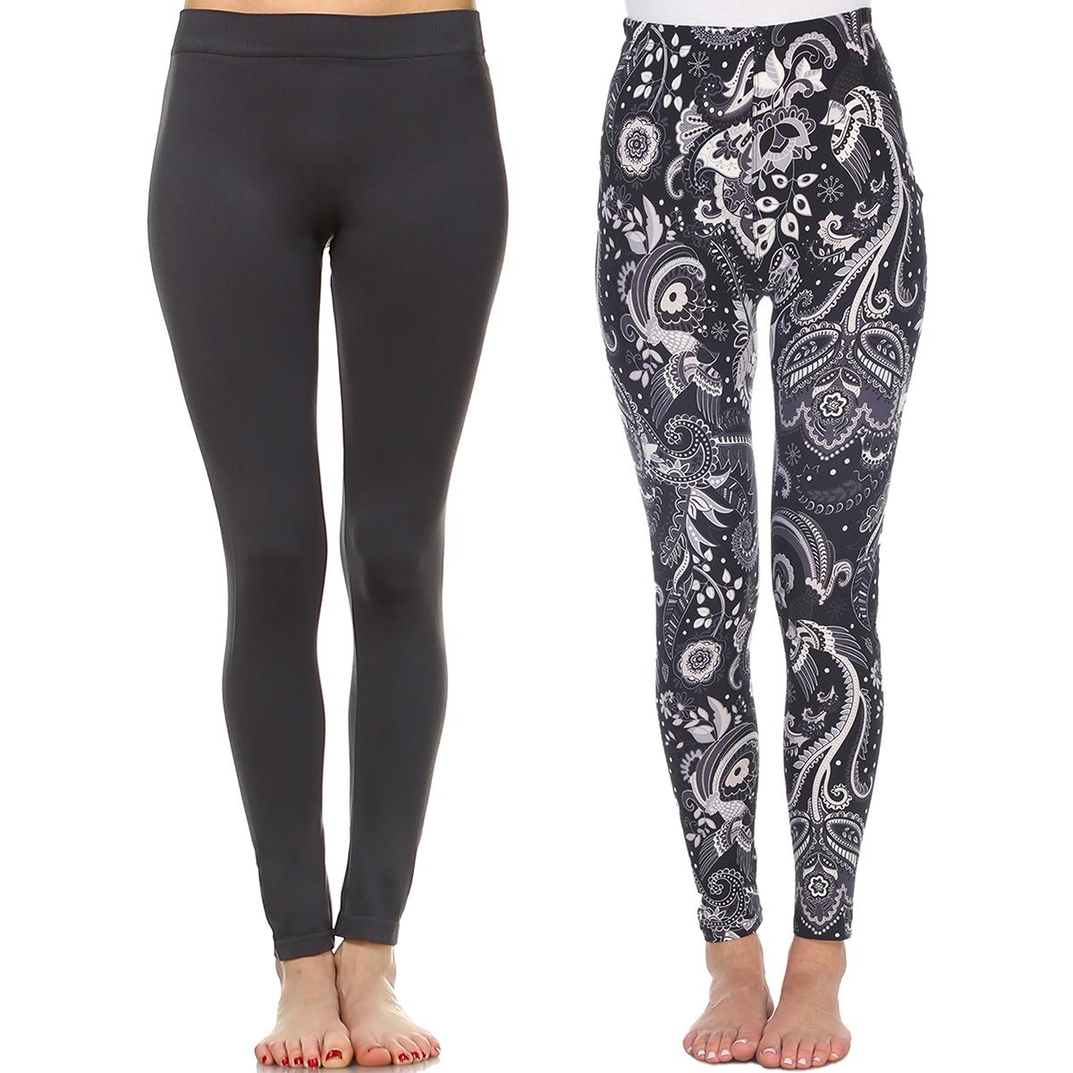 Womens White Mark 2pk. Paisley & Solid Leggings