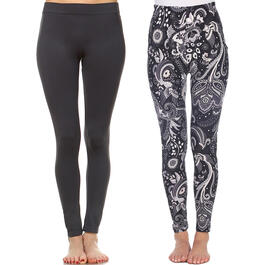 Womens White Mark 2 Pack Paisley And Solid Leggings