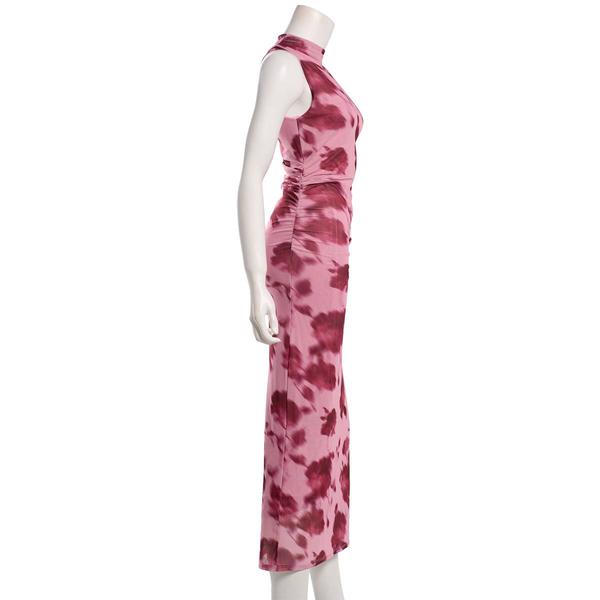 Juniors Madden Girl Mesh Funnel Neck Ruch Maxi Dress- Mauve