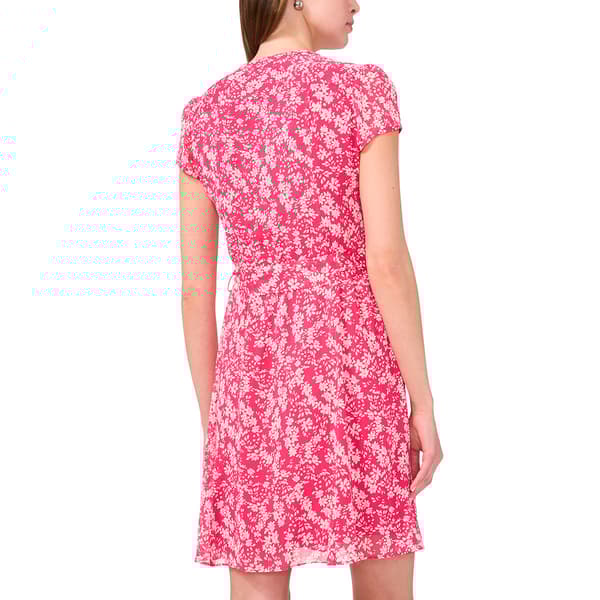 Petite MSK Short Sleeve Floral Chiffon Pintuck Dress