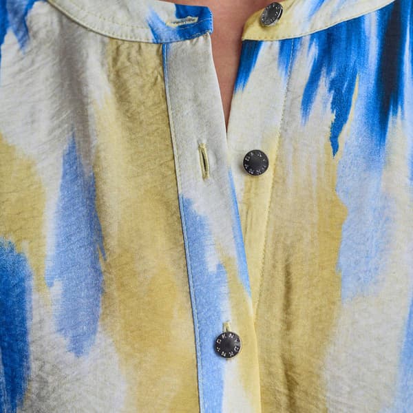 Womens DKNY Sport Short Sleeve Abstract Button Front Blouse