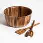 Kalmar Home Acacia Wood Flared Edge Salad Bowl w/ Servers - image 1