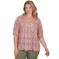 Women''s Ruby Rd. Sedona Escape Desert Geo Print Lace Trim Knit T - image 1