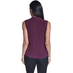 Womens Calvin Klein Sleeveless Tie Neck Solid Blouse
