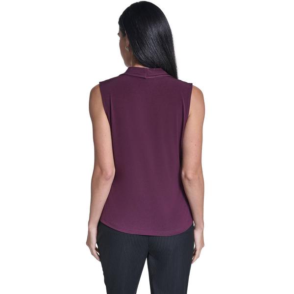 Womens Calvin Klein Sleeveless Tie Neck Solid Blouse