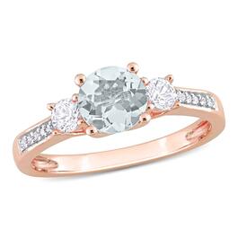 Gemstone Classics&#40;tm&#41; Aquamarine & Lab Created White Sapphire Ring