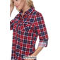 Womens White Mark Oakley Stretch Plaid Casual Button Down Top - image 4