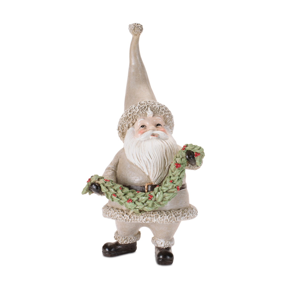 Melrose Rustic Santa Figurines with Tree & Wreath - Set of 3