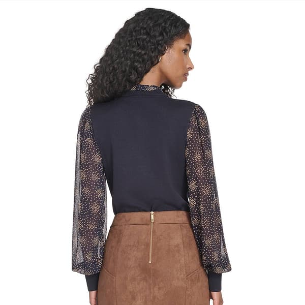 Womens Tommy Hilfiger Long Sleeve Stars Tie Neck Blouse