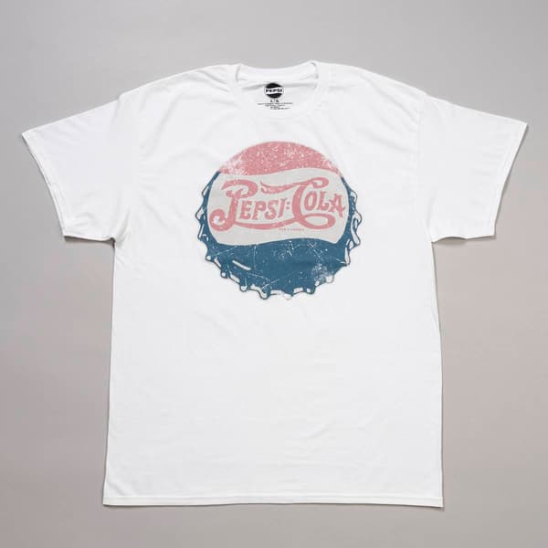 Young Mens Pepsi Cola Short Sleeve Graphic Tee - White
