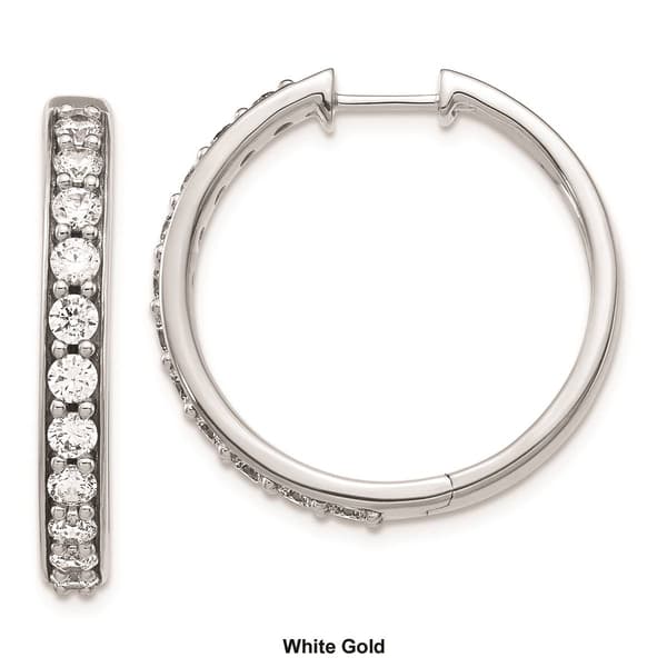 Pure Fire 14kt. Gold 1 1/2ctw. Diamond Polished Hoop Earrings