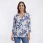 Petite Emily Daniels 3/4 Sleeve Split Floral Jacquard Blouse - image 1
