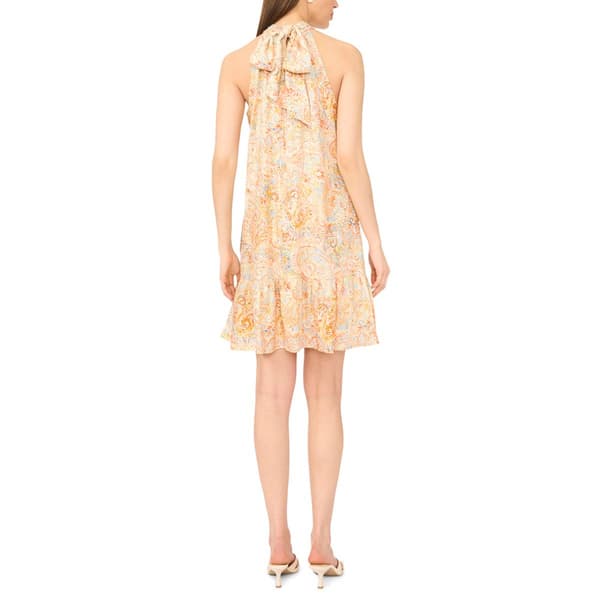 Womens MSK Sleeveless Halter Neck Paisley Challis Shift Dress
