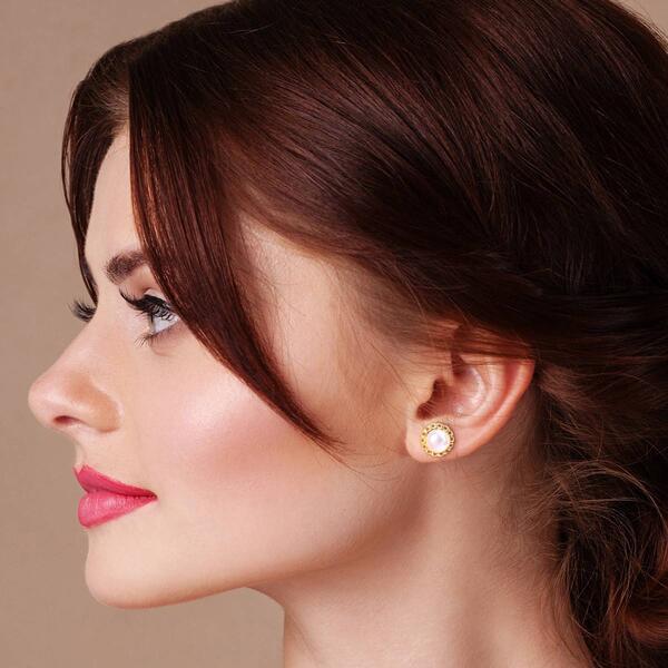 Gemstone Classics&#8482; Miabella Halo White Pearl Stud Earrings