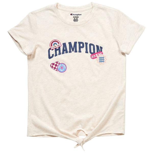 Girls (7-16) Champion(R) Short Sleeve Tie Front Stamp Logo Tee