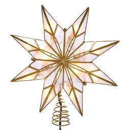 Kurt Adler 9in. 10-Light 8-Point Gold Capiz Star Treetop