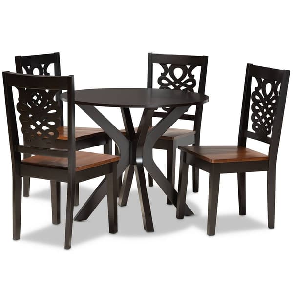 Baxton Studio Liese 2-Tone Dark Brown Finish Wood 5pc. Dining Set - image 