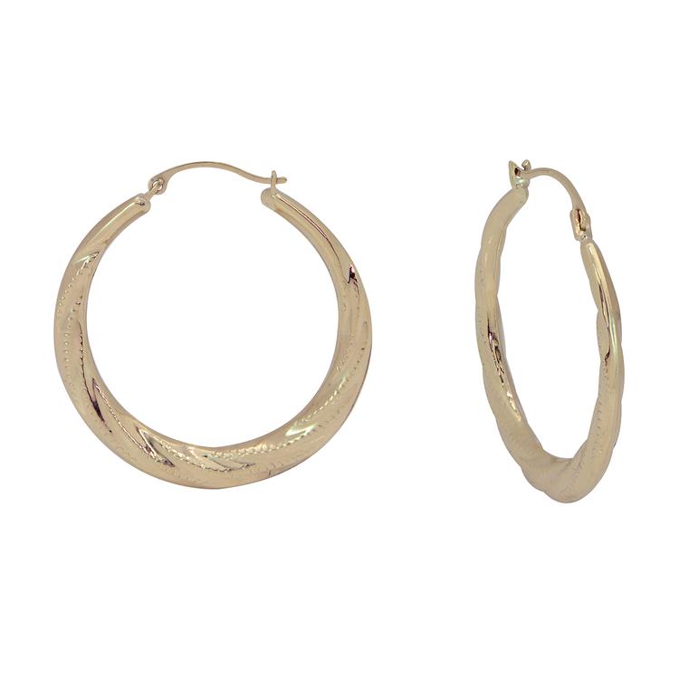 10kt. Yellow Gold Swirl Hoop Earrings