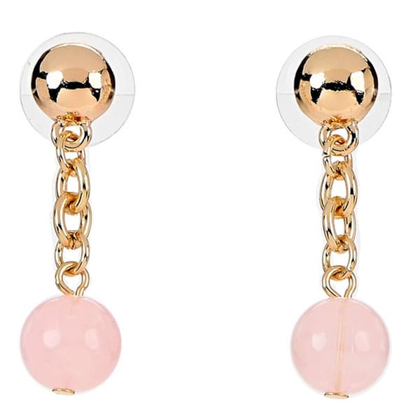 Design Collection Gold & Rose Beaded Drop Earrings - image 