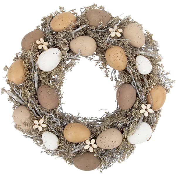 Northlight Seasonal Natural Speckled Eggs Easter Twig Wreath - image 