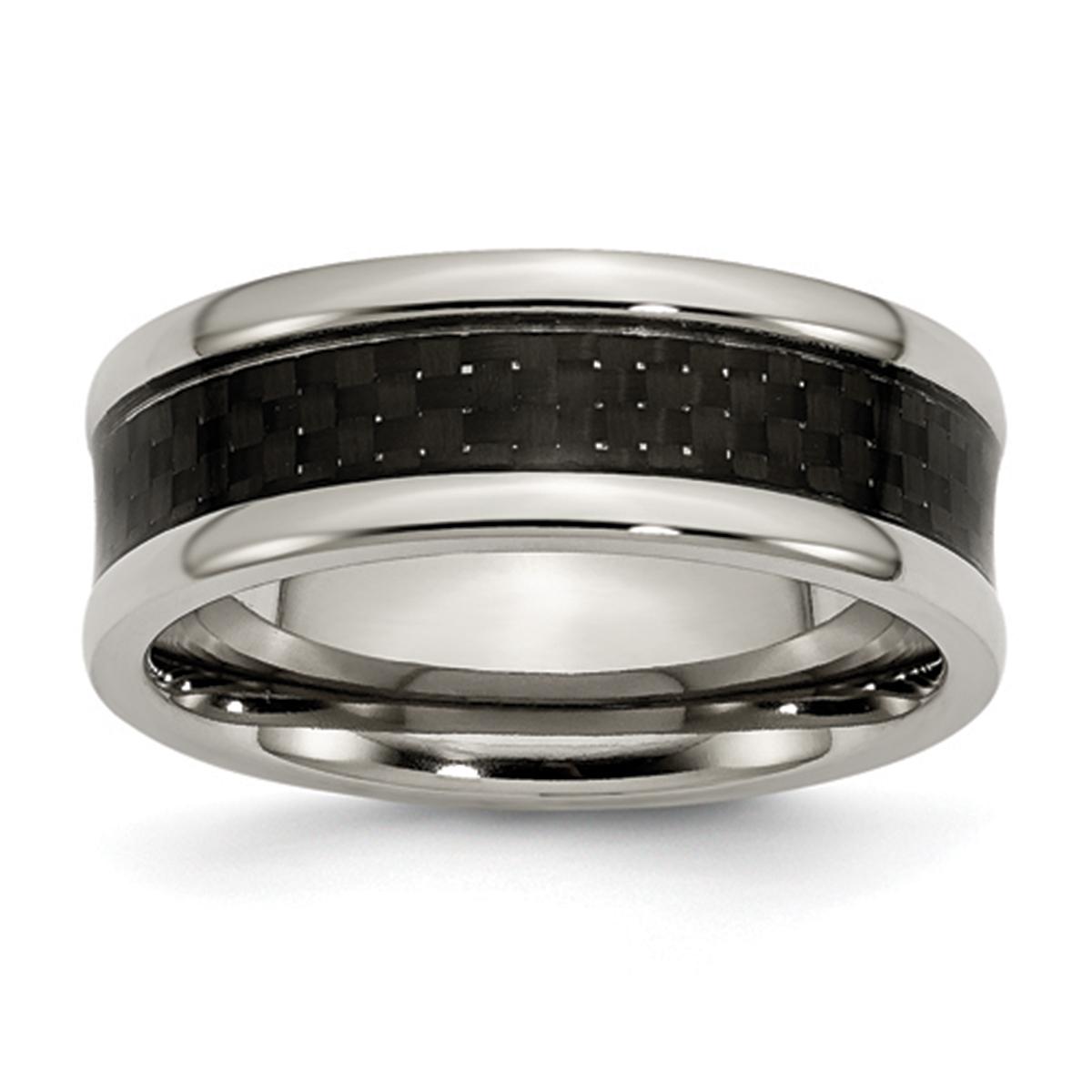 Mens Endless Affection™ 8mm Titanium Black Carbon Inlay...