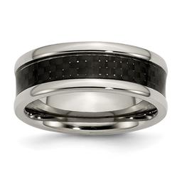 Mens Endless Affection(tm) 8mm Titanium Black Carbon Inlay Band