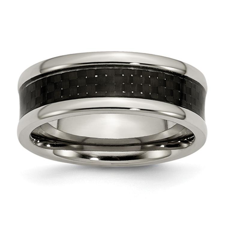 Mens Endless Affection(tm) 8mm Titanium Black Carbon Inlay Band