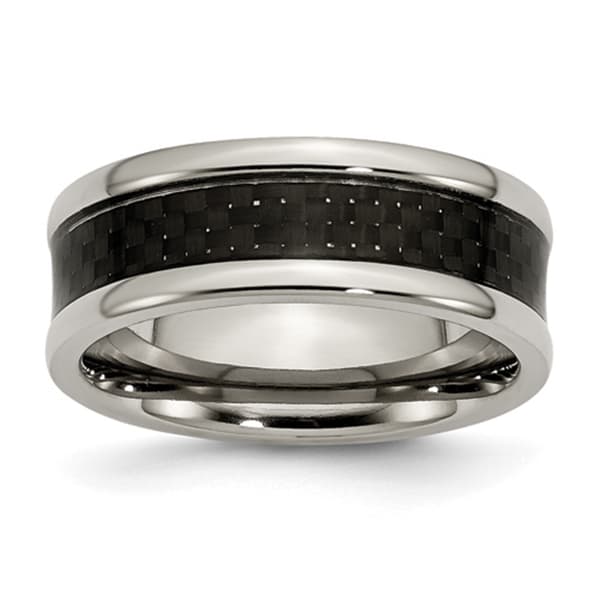 Mens Endless Affection&#40;tm&#41; 8mm Titanium Black Carbon Inlay Band - image 
