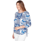 Womens Alfred Dunner Mykonos Framed Floral Ruched Side Tie Top - image 3