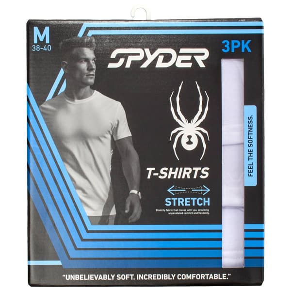 Mens Spyder 3pk. Essential Undershirts - White