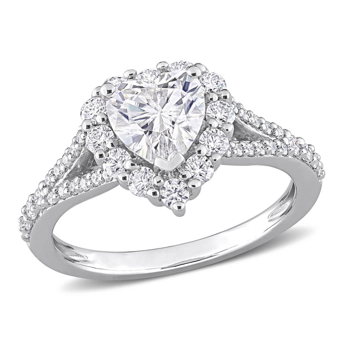 Gemstone Classics™ 1 1/2kt. Moissanite Halo Engagement...