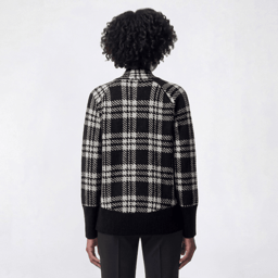 Womens Inner Circle Long Raglan Sleeve Plaid Sweater