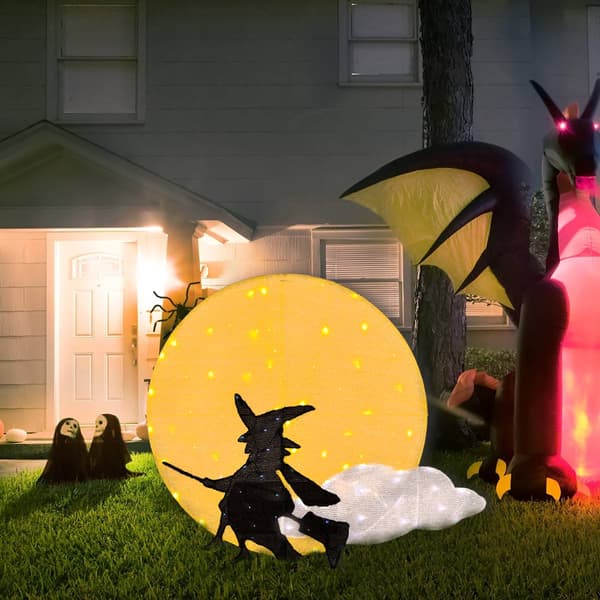 National Tree 41in. LED Moon and Flying Witch