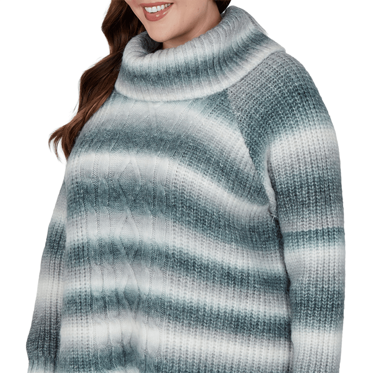Plus Size Hearts of Palm Silver Linings Ombre Stripe Sweater