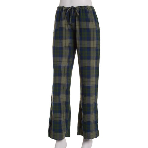 Juniors Self Esteem Green Twill Plaid Wide Leg Lounge Pants