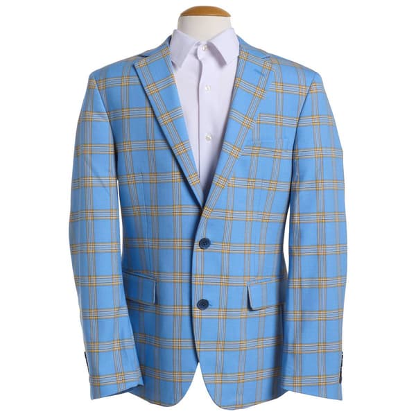 Mens Savile Row Plaid Sport Coat - Kensington Blue