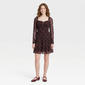 Juniors Jolt Long Sleeve Floral Print Smock Waist A-Line Dress - image 1