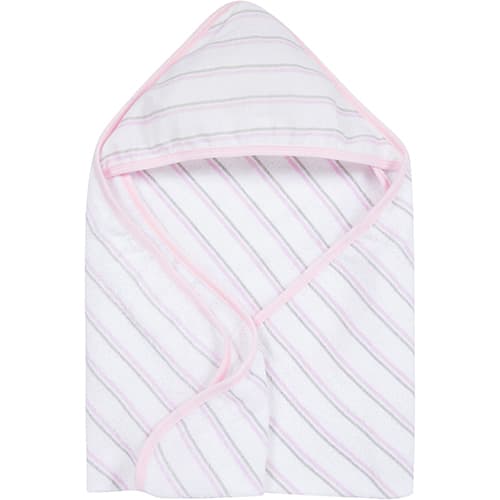 MiracleWare® Stripe Hooded Towel - Pink/Grey
