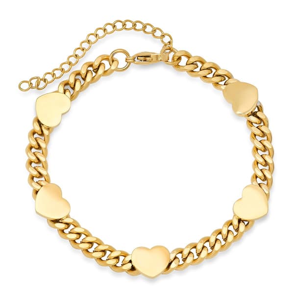 Steeltime 18kt. Gold Plated Resizable Heart Bracelet and Necklace