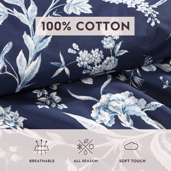 Laura Ashley Branch Toile 7pc. Cotton Reversible Comforter Set