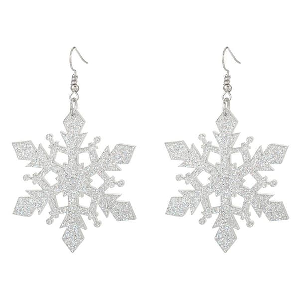 Silver Plated Silver Glitter Snowflake Earrings - image 